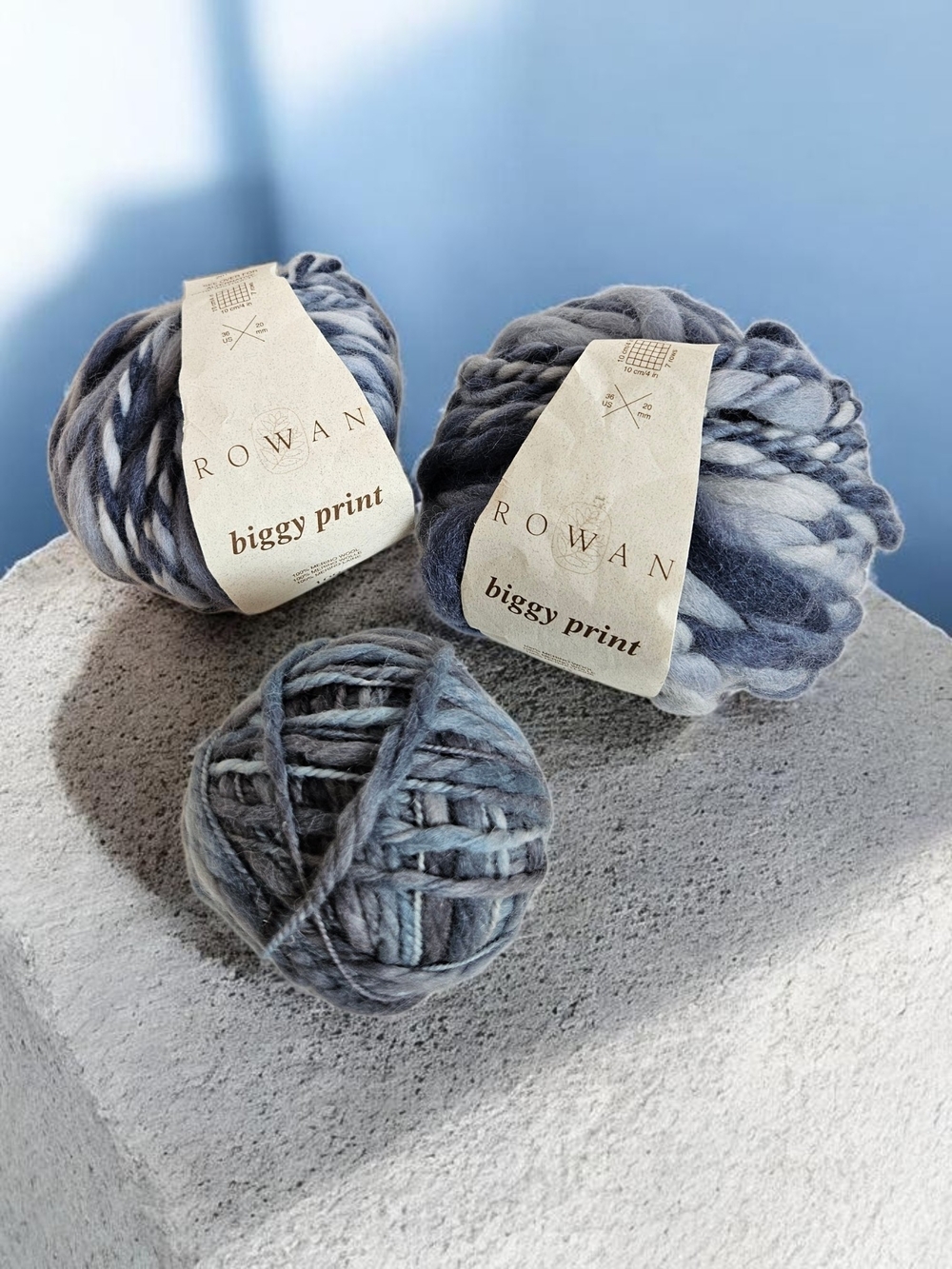 Rowan Biggy Print Yarn 100g Merino Wool Bulky Super Chunky Blue Gray Variegated